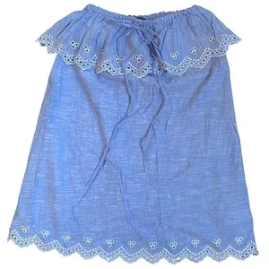 J. Crew Beach Chambray Eyelet ruffle Swim Cover‎ Dress - XS EUC thumbnail 5
