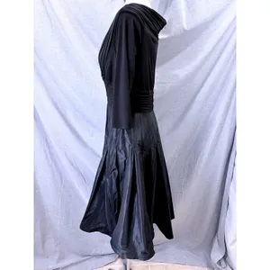 Vintage Tadashi Black Deep V Surplice‎ Silk Skirt Midi Dress 12 Y2K Formal thumbnail 7