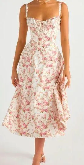 COPY - Carmen Print Bustier Dress Rose Color/Pattern thumbnail 1