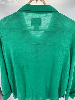 Sigrid Olsen Green Women's Lightweight 100% linen button front top M casual thumbnail 3