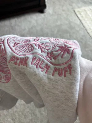 Pink Palm Puff Everything Comes in Waves Hoodie thumbnail 3
