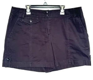 Loft Womens Shorts Size 14 Black Button High Rise Ann Taylor 5" Inseam Cotton thumbnail 1