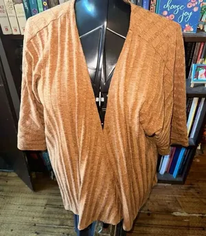 Lularoe goldenrod ribbed cozy drape M kimono thumbnail 1
