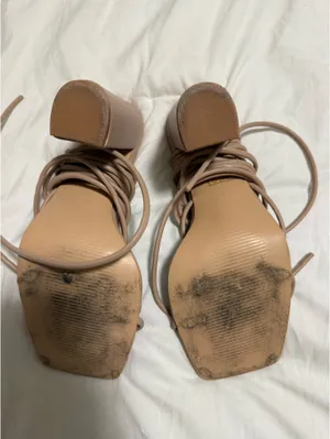Pretty Little Thing Nude Lace Up Heels thumbnail 2