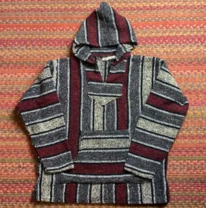 Urban Outfitters MAROON MEXICAN BLANKET DRUG RUG HOODIE thumbnail 1