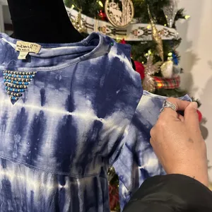ONE WORLD Blue Tie-Dye Women's Top thumbnail 4
