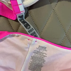 PINK Victoria's Secret Hot Pink & Light Pink Lace-Up Bikini thumbnail 3