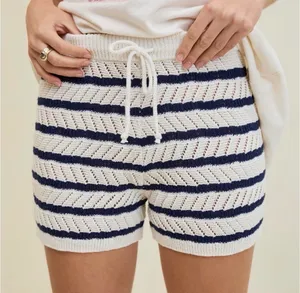 Aerie navy and cream, crochet shorts thumbnail 1