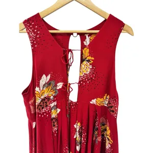 Free‎ People Lovely Day Floral Printed Red Boho Tunic Mini Dress Medium Flowy thumbnail 7