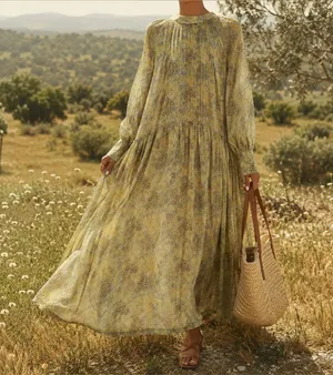 Zara Maxi Dress Women’s Small Metallic Floral Ethereal Boho Prairie Cottagecore thumbnail 1
