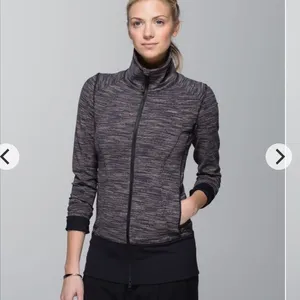 Lululemon Nice Asana Jacket Women 6 Black Space Dye Full Zip Luon W4D44S thumbnail 8