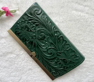 elegant Cauchy Wallet from Patricia Nash green tooled floral-embossed leather. thumbnail 1