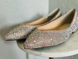 BETSEY JOHNSON Rhinestone Crystal Pavé Pointed Toe Flat, SPARKLE, Size 8.5, NWOT thumbnail 12