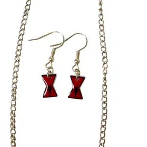 Etsy Disney Marvel Black Widow Red Room Silver Necklace Earring Set Superhero thumbnail 3