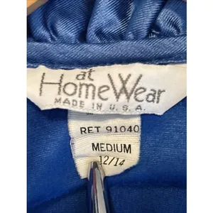 Vtg Sears At Home Wear Robe Womens Sz M Royal Blue‎ Ruffle Trim Long thumbnail 10