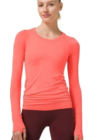 Lululemon Swiftly Tech Long-Sleeve Shirt 2.0 Sunset Orange Coral Size 4 thumbnail 1