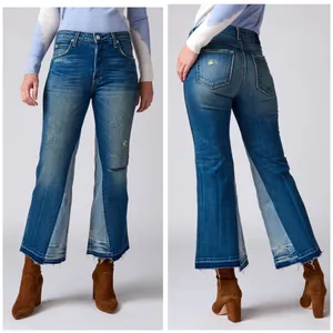 AMO Crop Boot Jeans Distressed Raw Hem‎ Size 24 Retro Street Style Casual Cool thumbnail 2