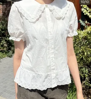 Brandy Melville Peter Pan collar eyelet blouse  thumbnail 1