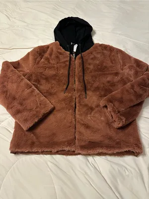Carolyn Hoodie Jacket - Faux Fur Hooded Jacket - Pecan & Black - NWOT - Size S thumbnail 3