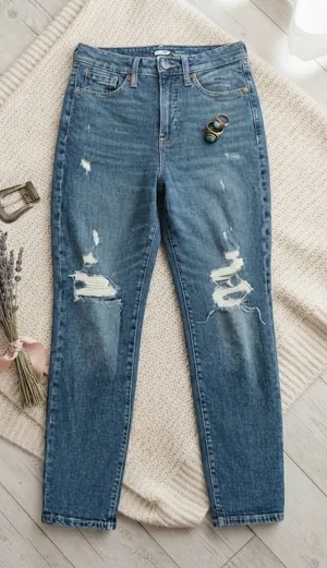 Old Navy OG Straight High Rise Distressed Jeans‎ Blue Size 6 thumbnail 1
