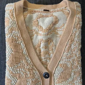 Free People Beige and Cream Knit Vest Geometric Pattern Sweater thumbnail 16