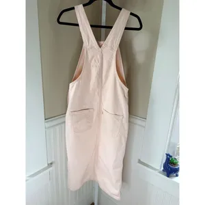 Levi's Hendrix Denim Skirtall Dusty Pink Overall Midi Dress XS thumbnail 3