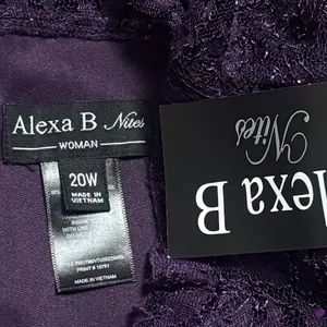 NEW‎ Alexa B Nites Purple Sequin Lace Overlay Midi Dress Evening Event 20W thumbnail 7