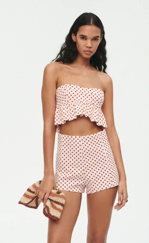Zara White Polka Dot Top & Shorts Set thumbnail 1