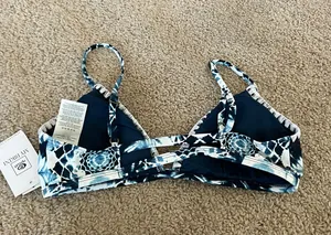 Rip Curl Blue and white patterned tie dye bikini top never worn thumbnail 5
