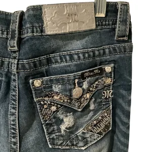 Miss Me Dark Blue Embellished Jeans WORN ONCE Size 27”x31” thumbnail 3