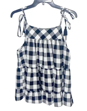 Entro gingham plaid black top tassels NWOT e thumbnail 3