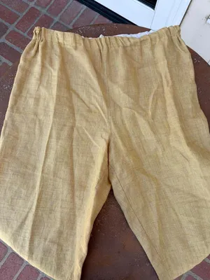 VTG Lisbeth Oslo yellow linen pants with elastic waistband sz XL thumbnail 2