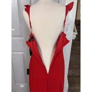 Lulus Women’s Ruffles Front String Side Slit Maxi Dress NWT XL Red Formal Prom thumbnail 8
