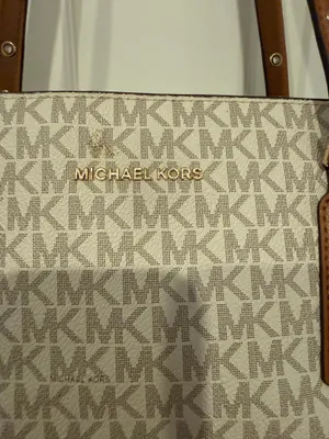 Michael Kors MK Signature Vanilla Logo Tote Bag Brown Trim thumbnail 2