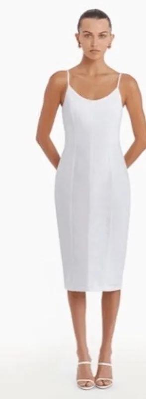 Amanda Uprichard Rocco Midi Denim Dress White Wash XS NWT 100% Cotton thumbnail 1