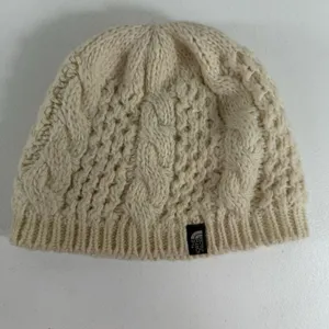 The North Face Hat Beanie‎ One Size Ivory Cable Knit Lined Wool Alpaca Blend thumbnail 2