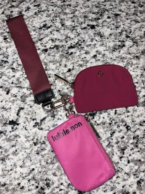 Lululemon Dual Pouch Wristlet Sonic Pink Great Condition thumbnail 1
