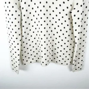CYNTHIA ROWLEY 100% 2-Ply Cashmere Cream Polka Dot Long Sleeves Sweater Medium thumbnail 6