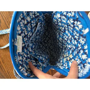 Vera Bradley Blue Lagoon Indian Block Print Floral Quilted Back Pack 12x10 thumbnail 5