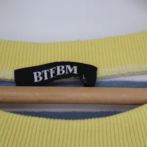 BTFBM Womens Blue White Striped Sweatshirt Yellow Trim Size L thumbnail 2