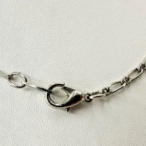 silver tone and black floral rhinestone pendant necklace thumbnail 4