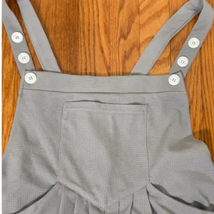 Halara Grey Waffle Knit Overall Shorts Shortalls Button Straps Large NWOT thumbnail 5