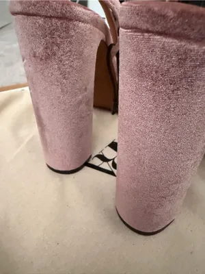 Zara Pink Velvet Platform Block Heel Sandals thumbnail 8