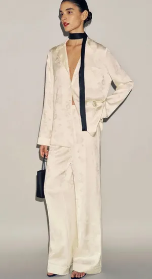 Reformation ivory Ella silk set thumbnail 1