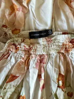 White Floral Maxi Skirt with Peach & Pink Blooms thumbnail 4