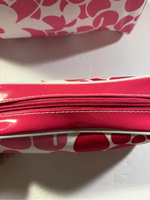 Pink and White Patterned Cosmetic Pouch Set thumbnail 6