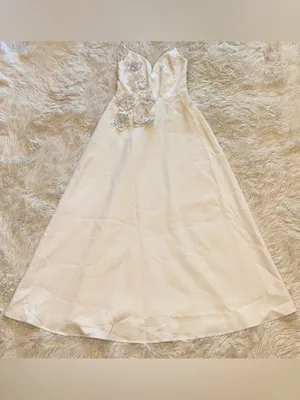NEW ELLIATT Stella white 3d floral applique A-line bridal maxi gown dress sz M thumbnail 5