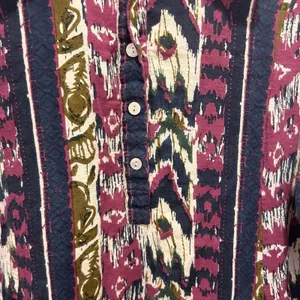 Roller Rabbit Womens L Cotton Ikat Print Tunic Dress Purple Navy Olive Pockets‎ thumbnail 3