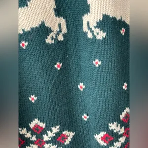 Vintage Ralph Lauren Hand Knit Wool Fur Collar Reindeer Christmas Sweater zipup thumbnail 13