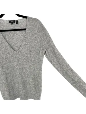 Theory Adrianna RL 100% Cashmere V-Neck Sweater Gray Size Small Quiet Luxury thumbnail 10